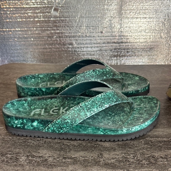 Shoes - West Beach Flip Flop. Green Marble Flip Flops